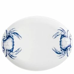 Caskata - Blue Crabs Coupe Oval Platter 37cm