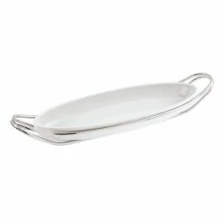 Sambonet - New Living S.S Holder W/Porcelain Fish Dish 48cm