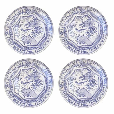 Gien - Oiseau Bleu Dessert Plates Set 4pce 3 Gien - Oiseau Bleu Dessert Plates Set 4pce