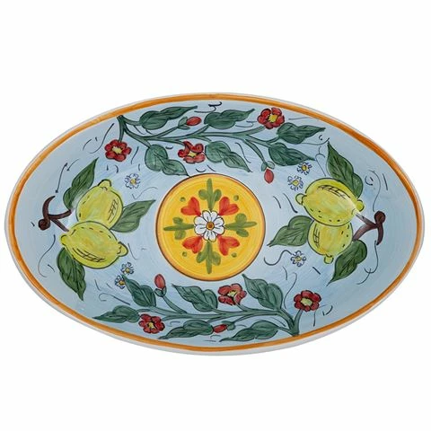 Ceramiche Siciliane - Sicily Line Oval Platter Sky 44cm 3 Ceramiche Siciliane - Sicily Line Oval Platter Sky 44cm