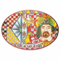 Baci Milano - Orange Baroque & Rock Oval Serving Plate