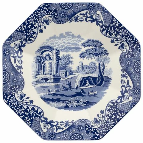 Spode - Blue Italian Octagonal Platter 35.5cm 3 Spode - Blue Italian Octagonal Platter 35.5cm