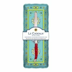 Le Cadeaux - Madrid Baguette Tray W/ Bread Knife Turq. 2pce