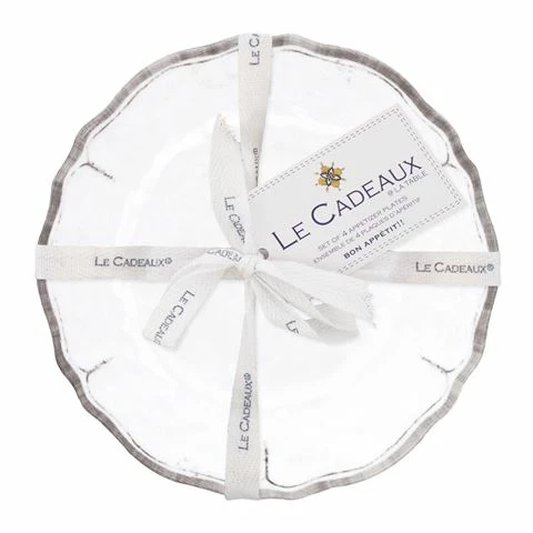 Le Cadeaux - Antique White Appetizer Plates Set 4pce 3 Le Cadeaux - Antique White Appetizer Plates Set 4pce