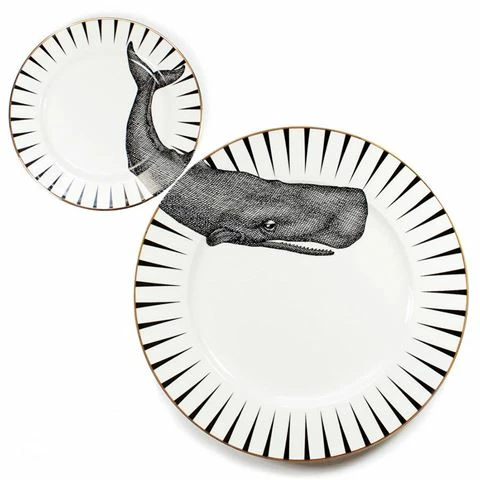 Yvonne Ellen - Monochrome Whale Of A Time Plate Set 2pce 3 Yvonne Ellen - Monochrome Whale Of A Time Plate Set 2pce