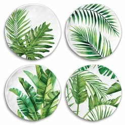 Michel Design - Flamingo Palm Melamine Accent Plate Set 4pce